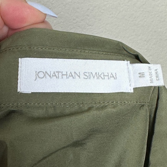 Jonathan Simkhai Aulora Cut-out Poplin Mini Dress in Olive Green size Medium - Picture 7 of 8